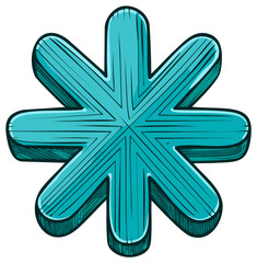 Fototapeta premium Teal Star Burst Geometric Shape with Outline and Shading for Design Element