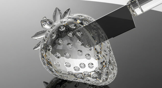 a transparent crystal strawberry
