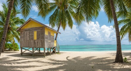 Fototapeta premium Secluded Tropical Beach Hut Paradise Found