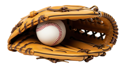 Isolated Baseball Glove and Ball