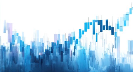 Abstract financial chart with city skyline