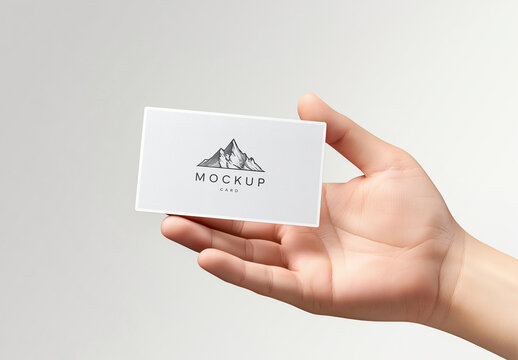 Minimalist Business Card In Hand Mockup.
