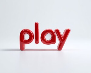 Minimalist 3D red play button symbol on white background