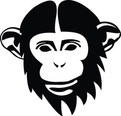 Monochrome Monkey Face Illustration