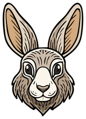 Adorable cartoon rabbit face illustration for kids and nature designs