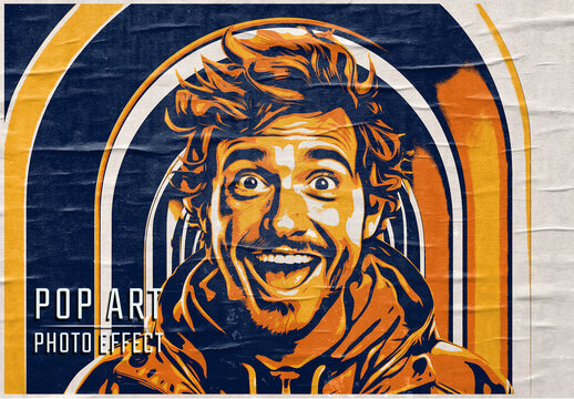 Vintage Pop Art Style Photo Effect Mockup