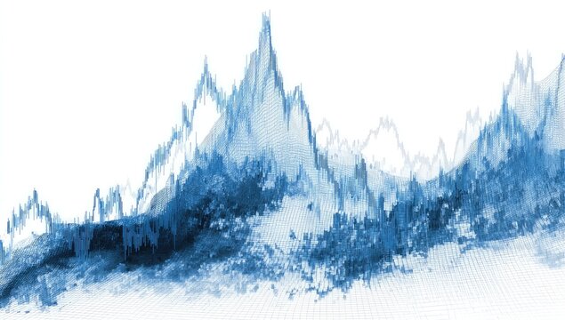 Abstract mountain range, stylized with data graph, light blue tones