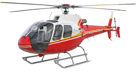Fototapeta premium Isolated Red and White Helicopter