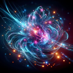 Obraz premium Futuristic Neon Nebula Energy Organism