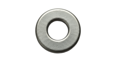 Close-up of a metallic washer on a plain background, isolated on white background