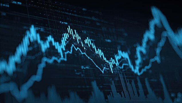 Abstract financial chart with fluctuating lines