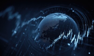 Global data visualization with a digital Earth and stock charts