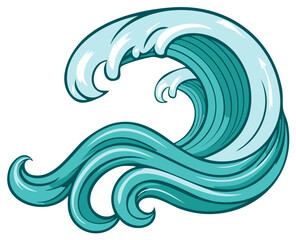 Obraz premium Stylized Aqua Waves Breaking and Curling with Motion and Force