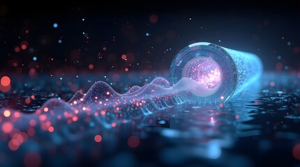 Conceptual artwork for artificial intelligence, machine learning, and technological innovation. Represents data security, business growth, and digital future