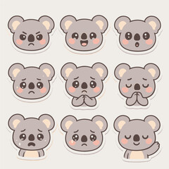 Fototapeta premium A collection of adorable koala stickers with different emotions