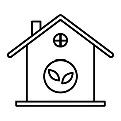 eco-house line icon with editable stroke