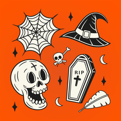 Happy Halloween Spooky Nighttime Scene Horizontal Background