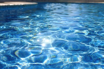 Obraz premium Sparkling blue pool water reflects sunlight, creating rippling patterns and a sense of summer relaxation