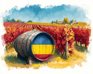 Vivid Moldovan vineyard scene with flag colors in 