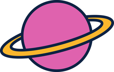 Pink Saturn Planet