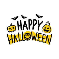 Fototapeta premium Happy Halloween Spooky Nighttime Scene Horizontal Background