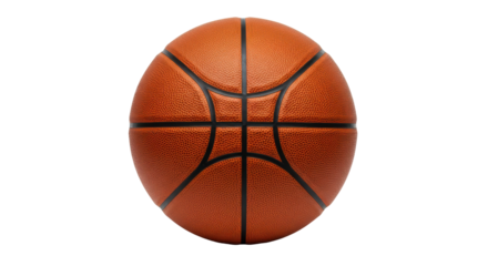 Close-up of a basketball showcasing its texture and design, isolated on white background