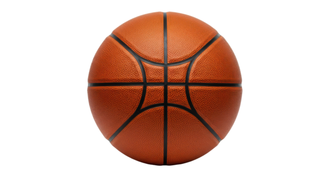 Close-up of a basketball showcasing its texture and design, isolated on white background