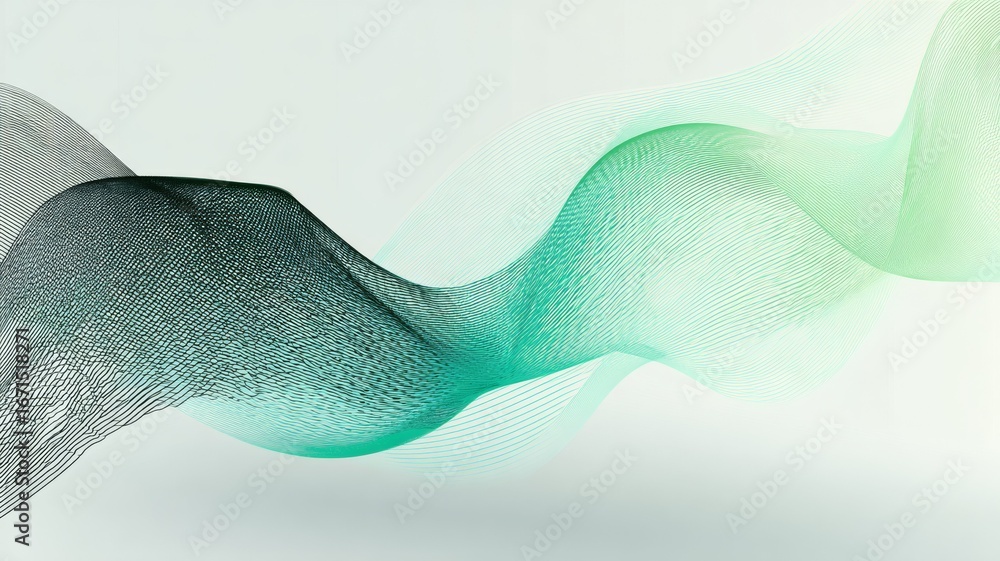 Aufkleber abstract green wavy lines creating a minimalist background design