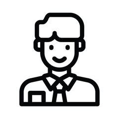 Person icon  A man in a shirt and tie. Editable stroke. Vector illustration