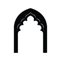 Black and White Ornate Archway Silhouette: Gothic Architectural Design Element