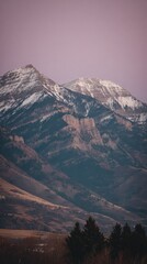 Majestic Snow-Capped Mountains at Dusk in Winter