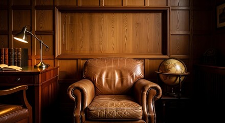 Luxurious Study Chair in a Richly Appointed Room.