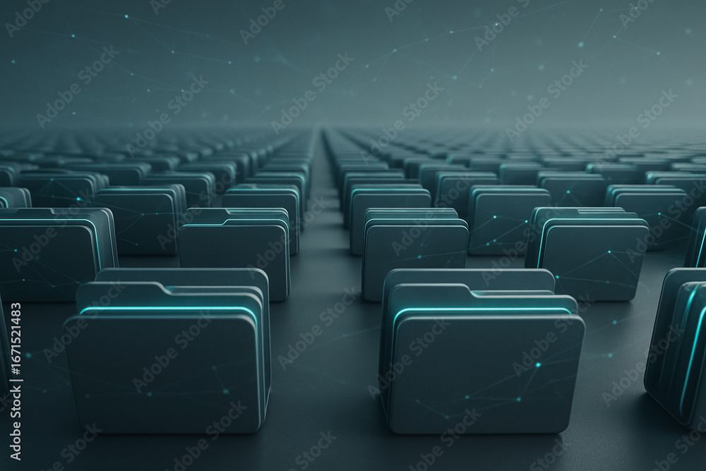 Aufkleber digital data array: an artistic, conceptual rendering showcases an endless array of digitized file f