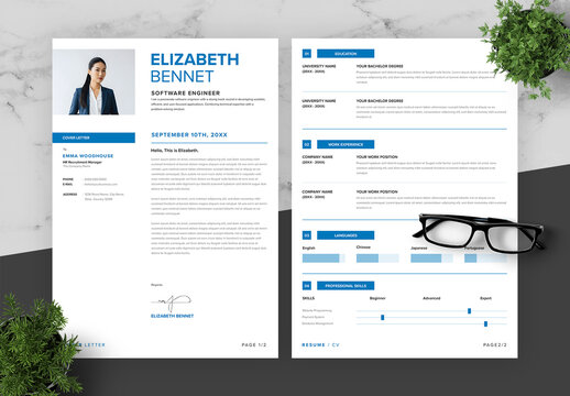 Blue And Black Resume And Cover Letter