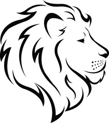 Lion Head Profile - Bold Black and White Illustration