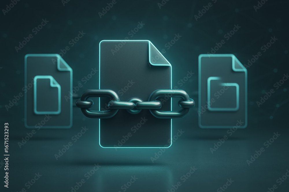 Poster secure digital connection: a modern, stylized rendering depicts secure digital information through t