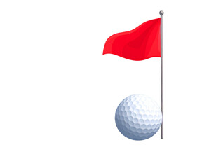 Obraz premium Illustration of a lush green golf course with flags and golf balls near holes on a white background