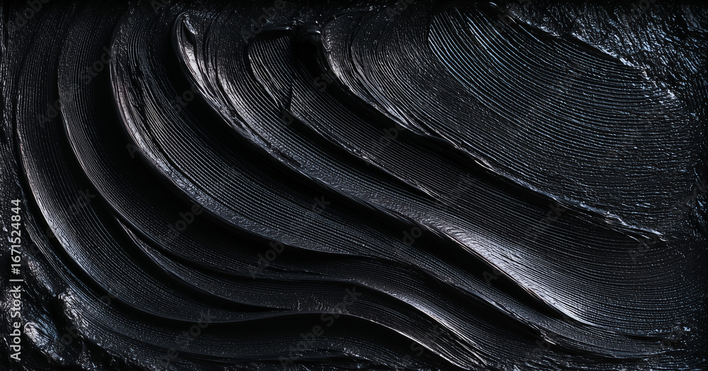 Poster black textured surface with sweeping lines resembling abstract art or a painted canvas