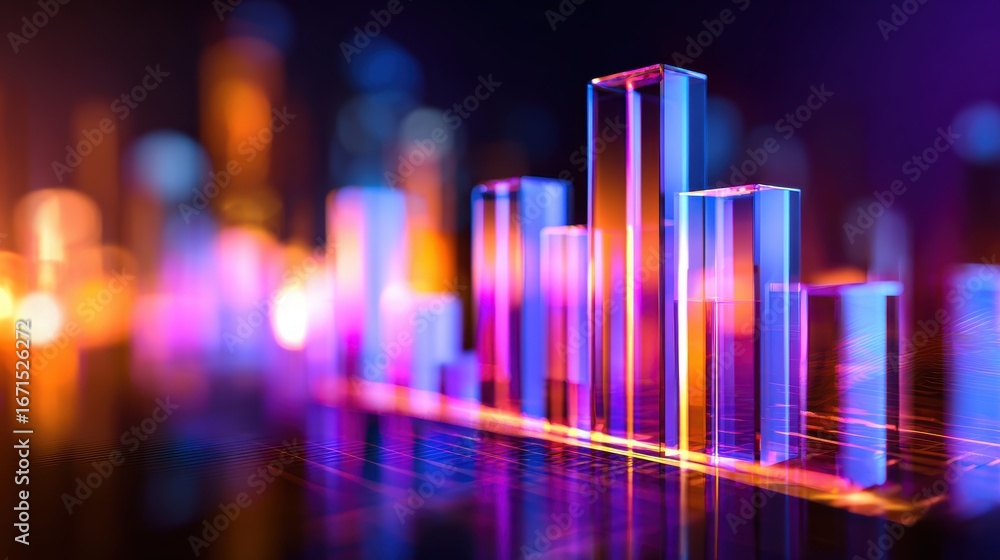 Aufkleber vibrant abstract visualization of digital data represented by glowing geometric shapes in a modern s