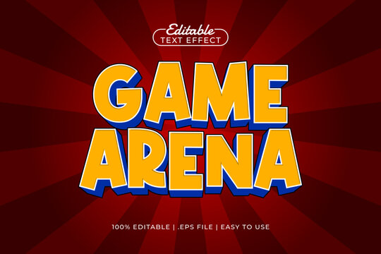game arena editable text effect with a game and play text style