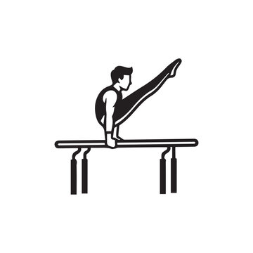 Gymnast performing on parallel bars