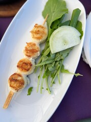 fried fish with salad