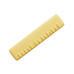 3D Ruler Education Icon in Clean Pastel Clay Style