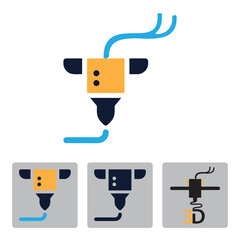 3D Printer Machine Vector Set – Modern Additive Manufacturing and Prototyping Technology