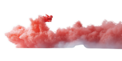 Red smoke cloud isolated on transparent background, a compositing element
