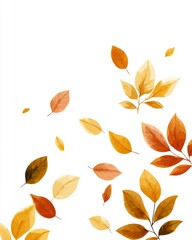 Autumn  of falling leaves on white background