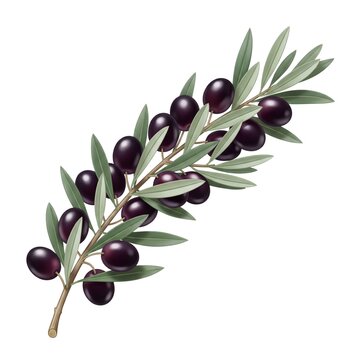 Fresh Black Olive Branch White Background