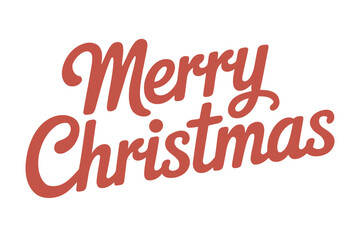 Warm Red Merry Christmas Script Text Isolated on White holiday greeting