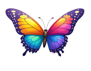 Obraz premium Cartoon Butterfly Sitting on Colorful Flower Bed, Transparent PNG