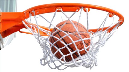 Basketball Enters Net with Perfect Arc, Illustrating Excitement of Game and Precision in Sports Activities